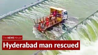 Hyderabad man stuck in flood waters rescued by traffic police