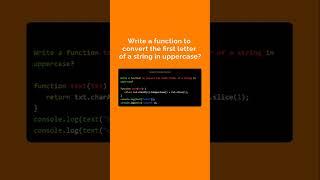 Write a Function To Convert The First Letter of a String in Uppercase #javascript #shorts