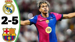 Real Madrid Vs Barcelona 2-5 All Goals Highlight | Super Cup Final 2025 |