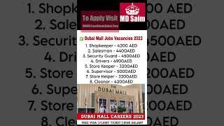 Jobs In Dubai Mall 2023 #dubaicareers #jobsonline