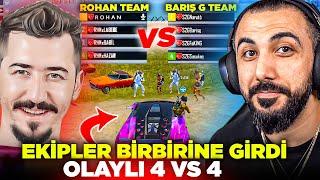 ROHAN VS BARIŞ G!  EKİPLER BİRBİRİNİ TAVALADI OLAYLI KAPIŞMA! YOUTUBERLARLA 4 VS 4 | PUBG MOBILE