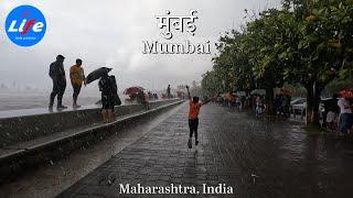 Serene Walk in the Rain at Marine Drive, Mumbai 【4K HDR】