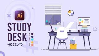 Let's Design Study Desk with Flat Design in #AdobeIllustrator