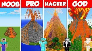 INSIDE VOLCANO HOUSE BUILD CHALLENGE - Minecraft Battle: NOOB vs PRO vs HACKER vs GOD / Animation