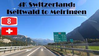 4K Switzerland: Autobahn A8. Iseltwald to Meiringen