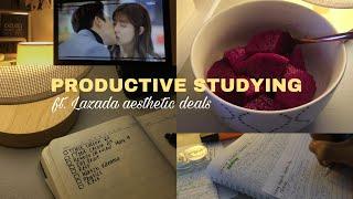 study vlog | 3 hrs | university student | aesthetic + kpop music