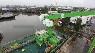 Erection of barge mounted E-Crane