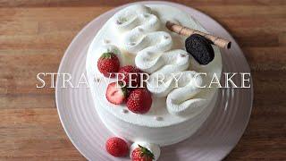 Easy Genoise and Strawberry Whipped Cream Cake for Beginners | Korean Bakery Style