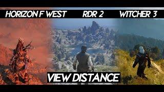 Horizon Forbidden West "VIEW DISTANCE COMPARISON" VS RDR 2 VS Witcher 3 VS AC Valhalla 2022