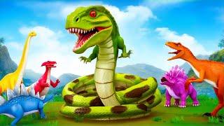 Giant Trex Headed Snake Attacks Dinosaurs | Jurassic World Dinosaurs Rescue Adventures