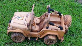 wooden carving || wooden jeep  model || wooden works || HTech ideas