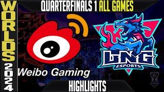 WBG vs LNG Highlights ALL GAMES | LoL Worlds 2024 Quarterfinals | Weibo Gaming vs LNG Esports