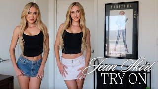 Jean Micro Mini Skirt Try On