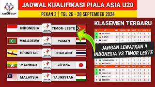 Jadwal kualifikasi piala Asia U20 - Indonesia vs Timor Leste - Klasemen Kualifikasi Timnas Indonesia