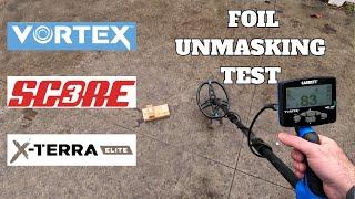 GARRETT VORTEX VS NOKTA TRIPLE SCORE VS MINELAB ELITE - GOLD & SILVER WITH FOIL. - UNMASKING TEST