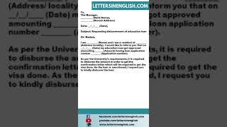 Request Letter for Pre-Visa Loan Disbursement