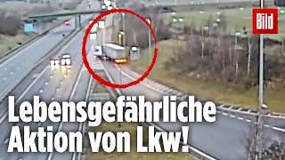 Lkw-Fahrer fährt falsch auf die Autobahn und biegt dann einfach ab!