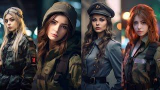 [4K] AI Art Lookbook - Military Uniform Cosplay, European/Korean/Japanese Model Girls 룩북, ルックブック