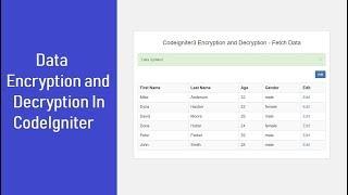 Encrypt Decrypt in Codeigniter - Fetch Data