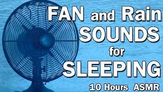 Fan and Rain White Noise Sounds for Sleeping ASMR 10 Hours Black Screen