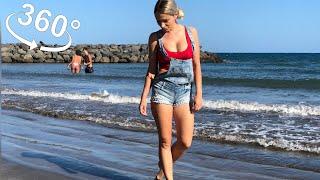 360° VR Walking in Spain, Gran Canaria, Playa del Ingles Beach