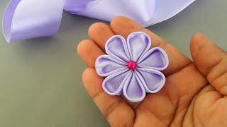 Kanzashi flower tutorial / Easy kanzashi ribbon flowers / Kanzashi flores