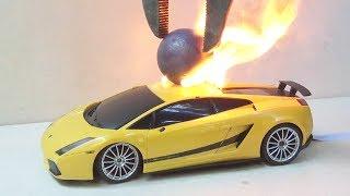 Red Hot Metal Ball vs RC Lamborghini || RC Car Burnout Extreme