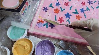 Texture painting with acrylic & putty | Easy canvas art tutorial!  | Modeling paste flower art #yt