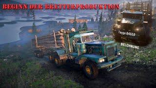 Beginn der Bretterproduktion.Maine. USA. PS4. Snowrunner Zur Belohnung erhälst du Tayga 6455B.