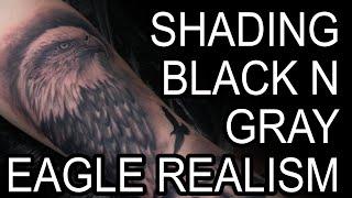 EAGLE TATTOO Timelapse + REALTIME, How To Shading| DURION TATTOO #tattoo #howto #easy #shading #art