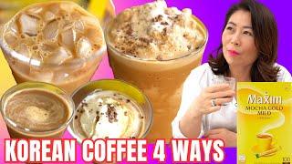 Korean Instant Mix-Coffee 4 Ways: Hot, ICED, Slushy Coffee + Coffee Dessert! Better than Coffee Shop