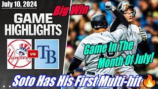 Yankees vs Rays [FULL GAME] July 10, 2024 | Soto Has His First Multi-hit Game In The Month Of July 