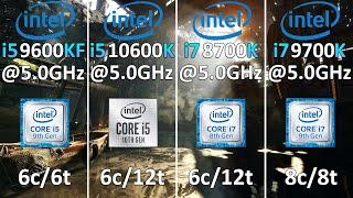 i5-9600KF vs i5-10600K vs i7-8700K vs i7-9700K - OC 5GHz - Test in 10 Games 1080p and 1440p