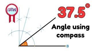 How to construct a 37.5-degree angle using a compass
