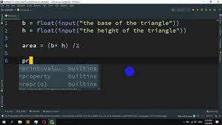 How to find area of triangle given base and height in Python