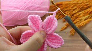 Very easy Tunisian crochet flower  pattern explanation #crochet #knitting