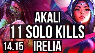 AKALI vs IRELIA (TOP) | 11 solo kills, 65% winrate, Legendary | BR Grandmaster | 14.15