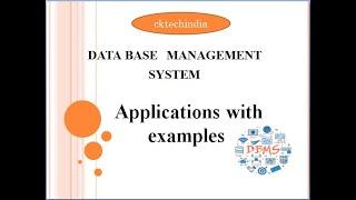 Database  Applications in DBMS  with examples