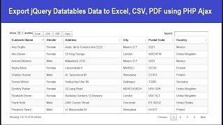 Export jQuery Datatables Data to Excel CSV PDF using PHP Ajax