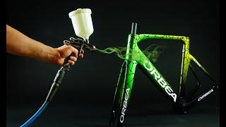 How to paint a carbon bike with a HVLP spray gun and candy color effect