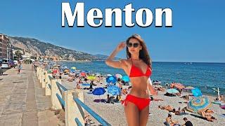 French Riviera,   FRANCE  - Walking Tour 4K - Walk on Menton Beach - August 2024