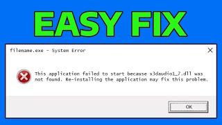 How To Fix X3DAudio1_7.dll is Missing Error in Windows