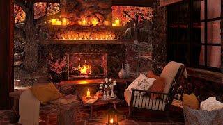 It's raining in the forest house and you can relax near the crackling fireplace - Autumn Ambience