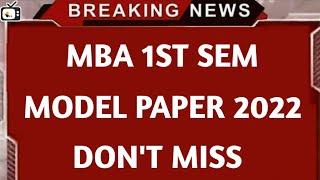 mba 1st semester model paper pattern 2022|mba exams 2022 latest news|exam time : 3 hours