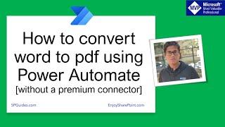 How to convert word to pdf using Power Automate without using a premium connector