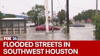 Hurricane Beryl leaves streets flooded at in Southwest Houston