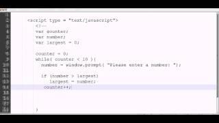 JavaScript:  Loops, Variables and Calculations.  Finding the Largest of 10 Values