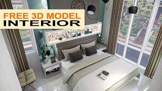 Bedroom Interior design, bedroom inspiration-ideas, Animation FREE 3D Models sketchup download