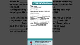 Annual Leave Cancellation Request -  Request Letter for Cancellation of Annual Leave