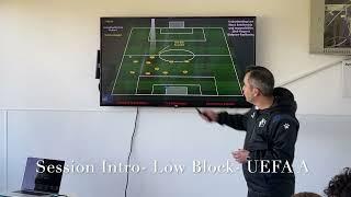 UEFA A License Session (Basic overview-Low Block)  Defending against 1-4-3-3 with inverted wingers.